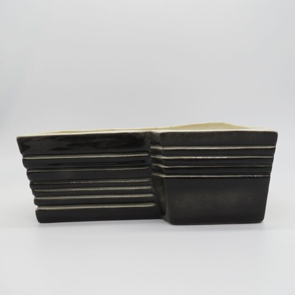 Vintage HORTON CERAMICS TEXAS 1950s Black White Stripe Midcentury Indoor Planter - Picture 4 of 10